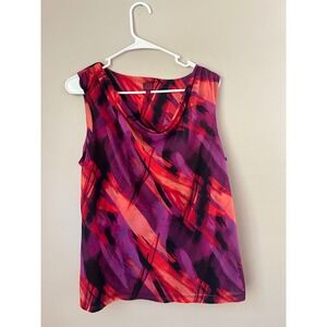 Y2K 2000s Womens Sleeveless Cowl Neck Blouse Top Abstract XL Indie Sleeze